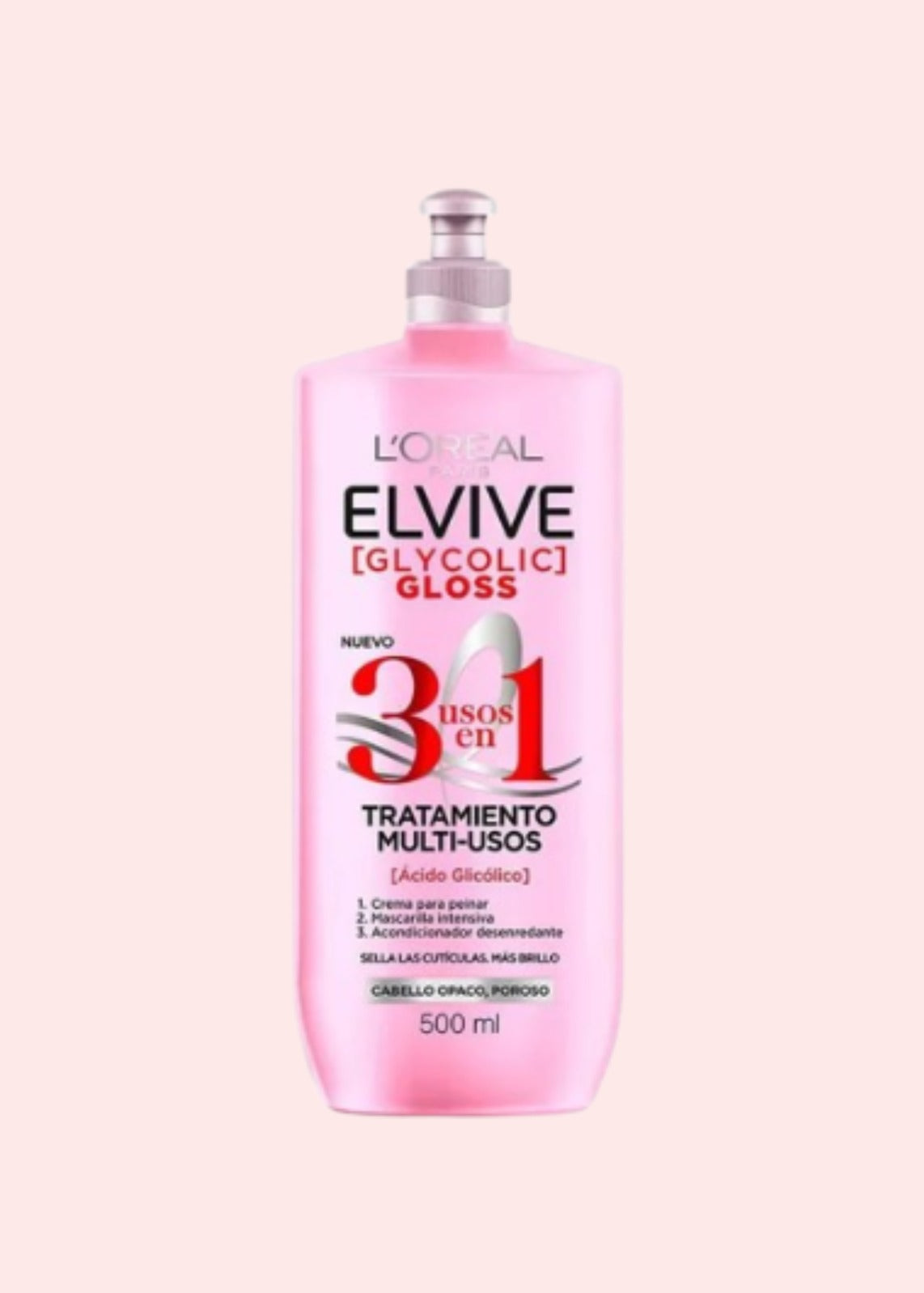 ELVIVE GLYCOLIC GLOSS 3EN1 TRATAMIENTO MULTIUSOS CAB OPACO, POROSO x 500ml