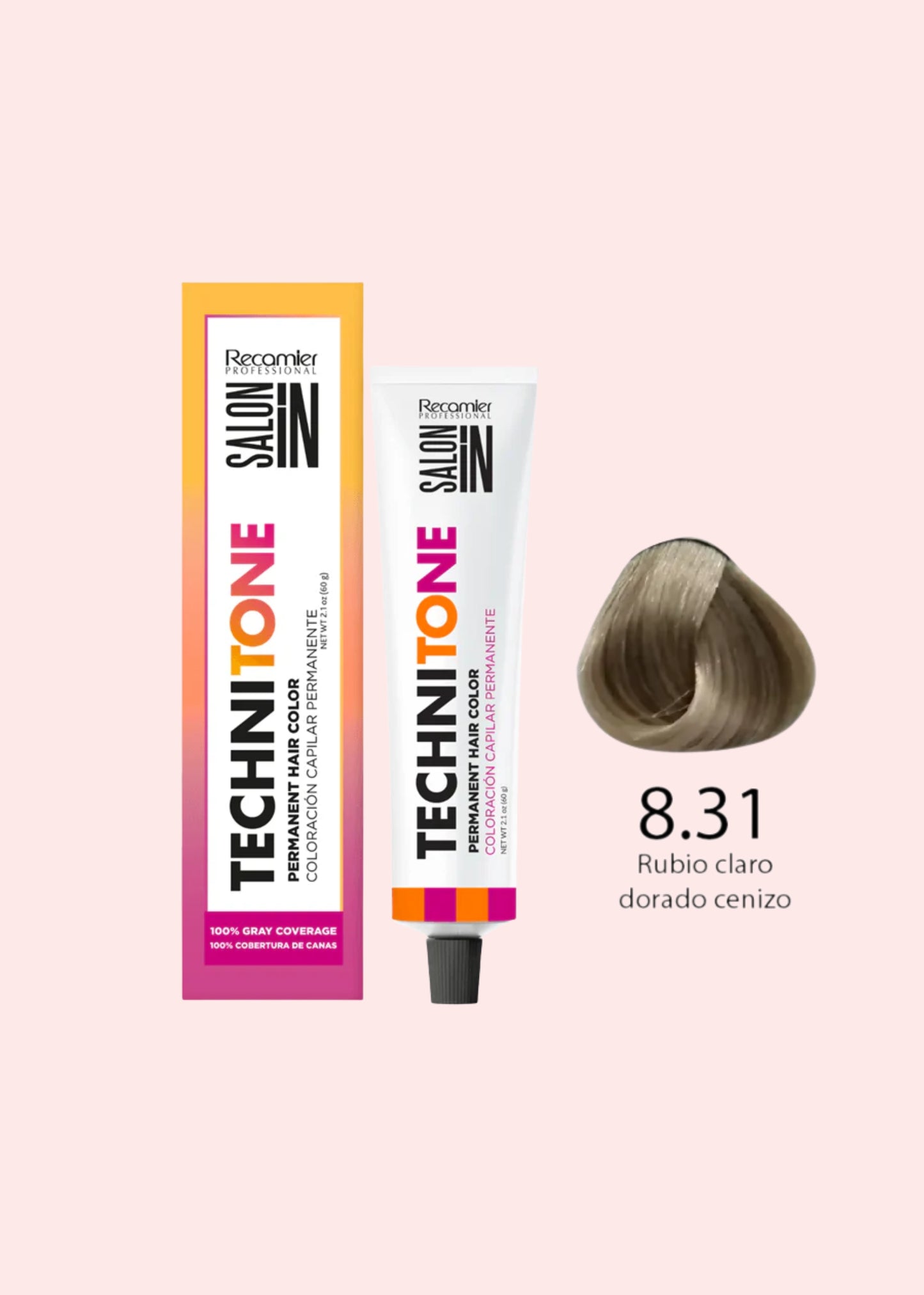 RECAMIER SALON IN TECHNI TONE TINTE 8.31 RUBIO CLARO DORADO CENIZO