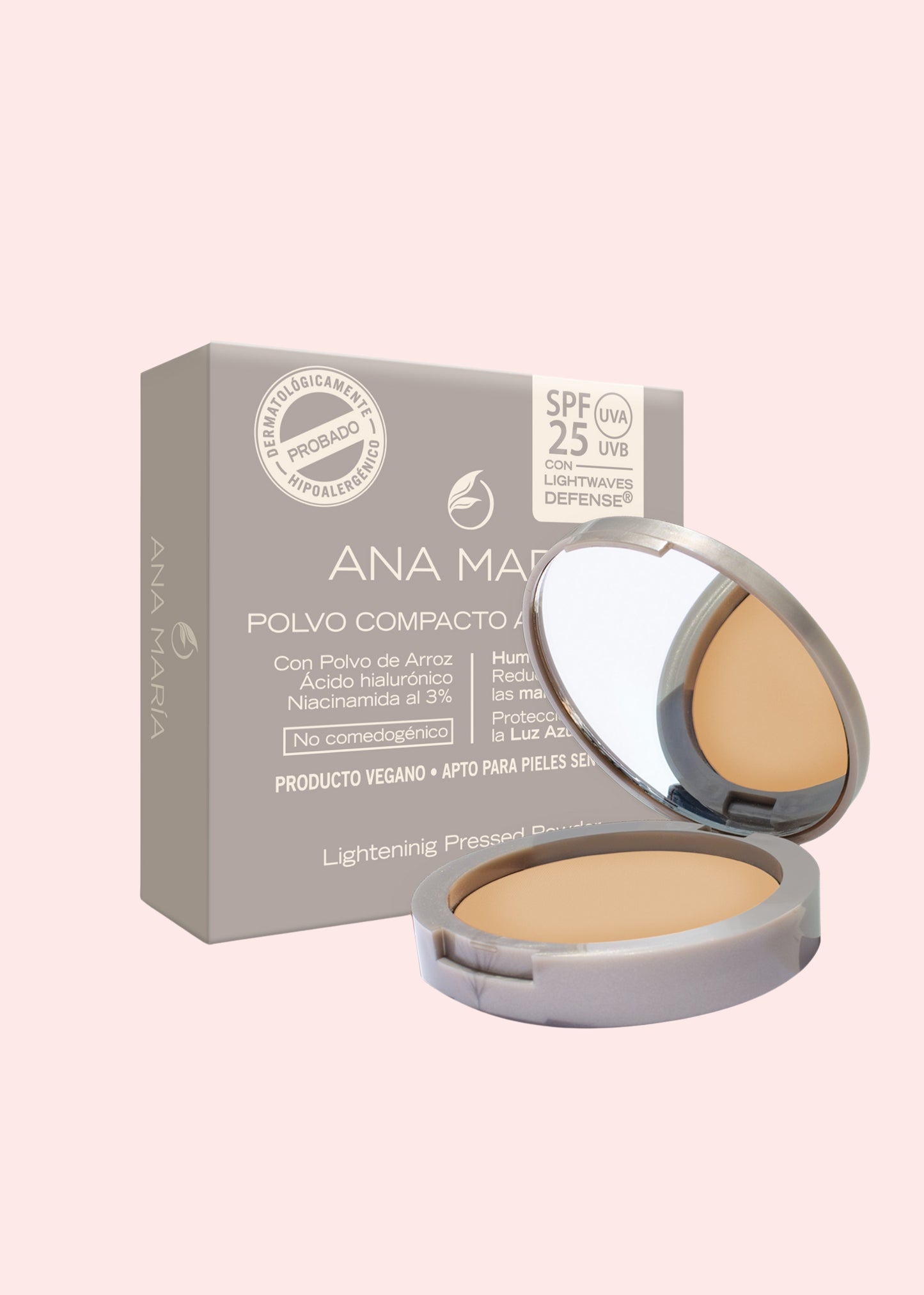ANA MARIA POLVO COMPACTO ACLARANTE Y HUMECTANTE AVELLANA 15GR