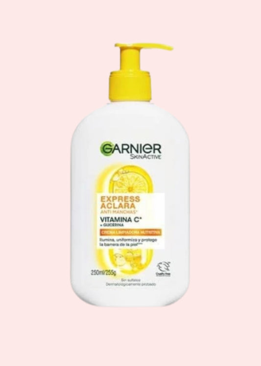GARNIER SKINACTIVE CREMA LIMPIADORA NUTR EXPRESS ACLARA ANTI MANCHAS VITAMINA C + GLICERINA 250ML