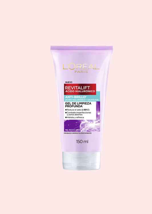 LOREAL GEL LIMPIADOR REVITALIFT ACIDO HIALURONICO CONTROL BRILLO 150ML