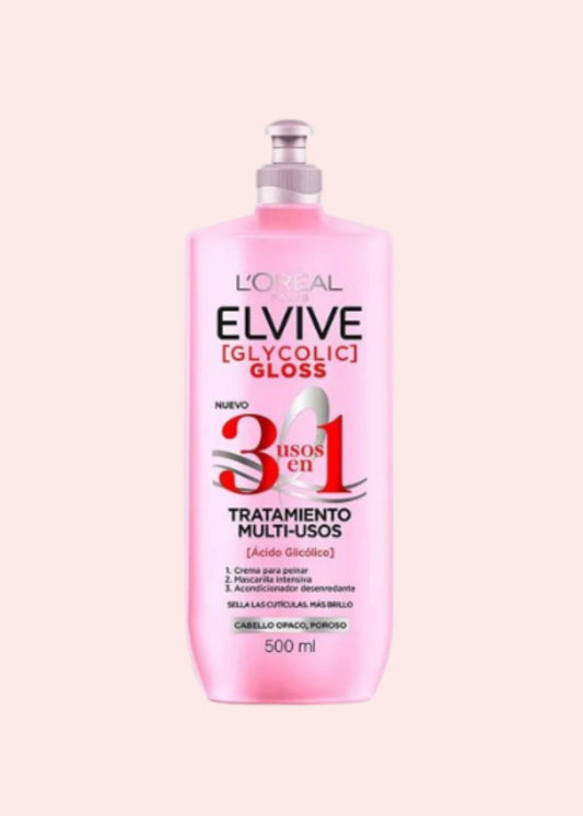 ELVIVE GLYCOLIC GLOSS 3EN1 TRATAMIENTO MULTIUSOS CAB OPACO, POROSO x 500ml