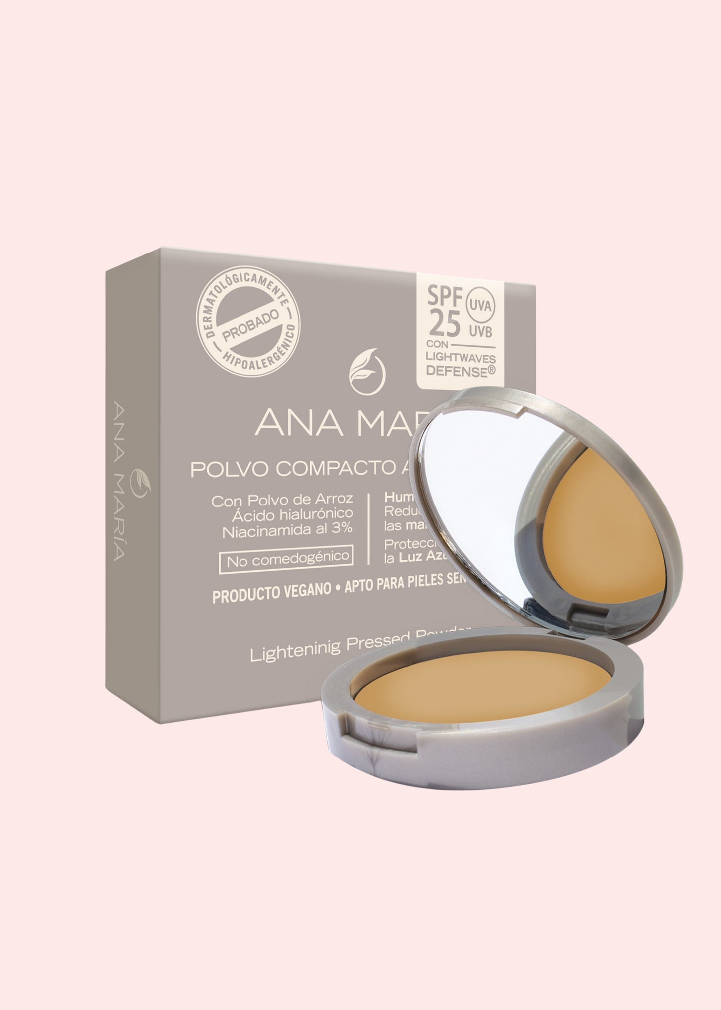 ANA MARIA POLVO COMPACTO ACLARANTE Y HUMECTANTE SANDALO 15 GR