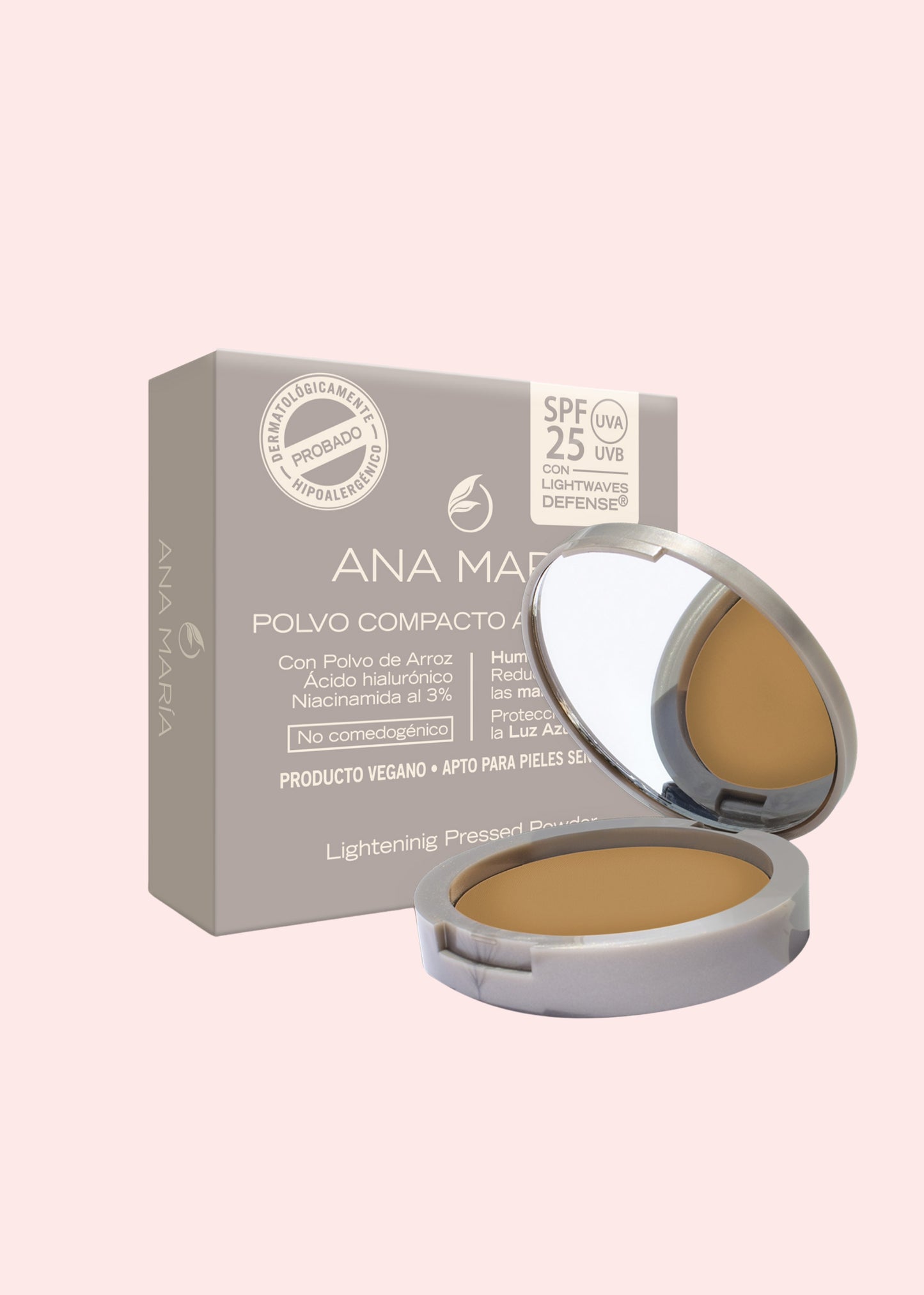 ANA MARIA POLVO COMPACTO ACLARANTE Y HUMECTANTE COCOA 15GR
