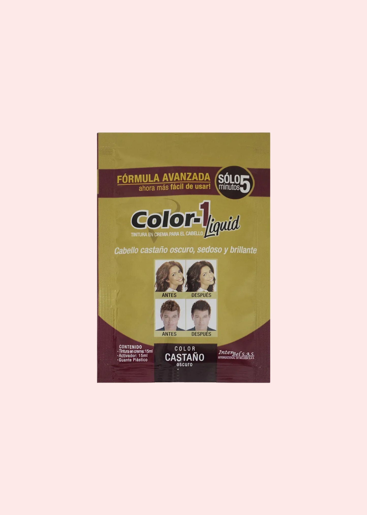 COLOR-1 TINTURA EN CREMA LIQUIDA CASTAÑO OSCURO 15 ML SOBRE